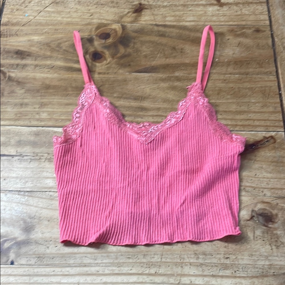 Alya Coral Lace Trim Ribbed Cami